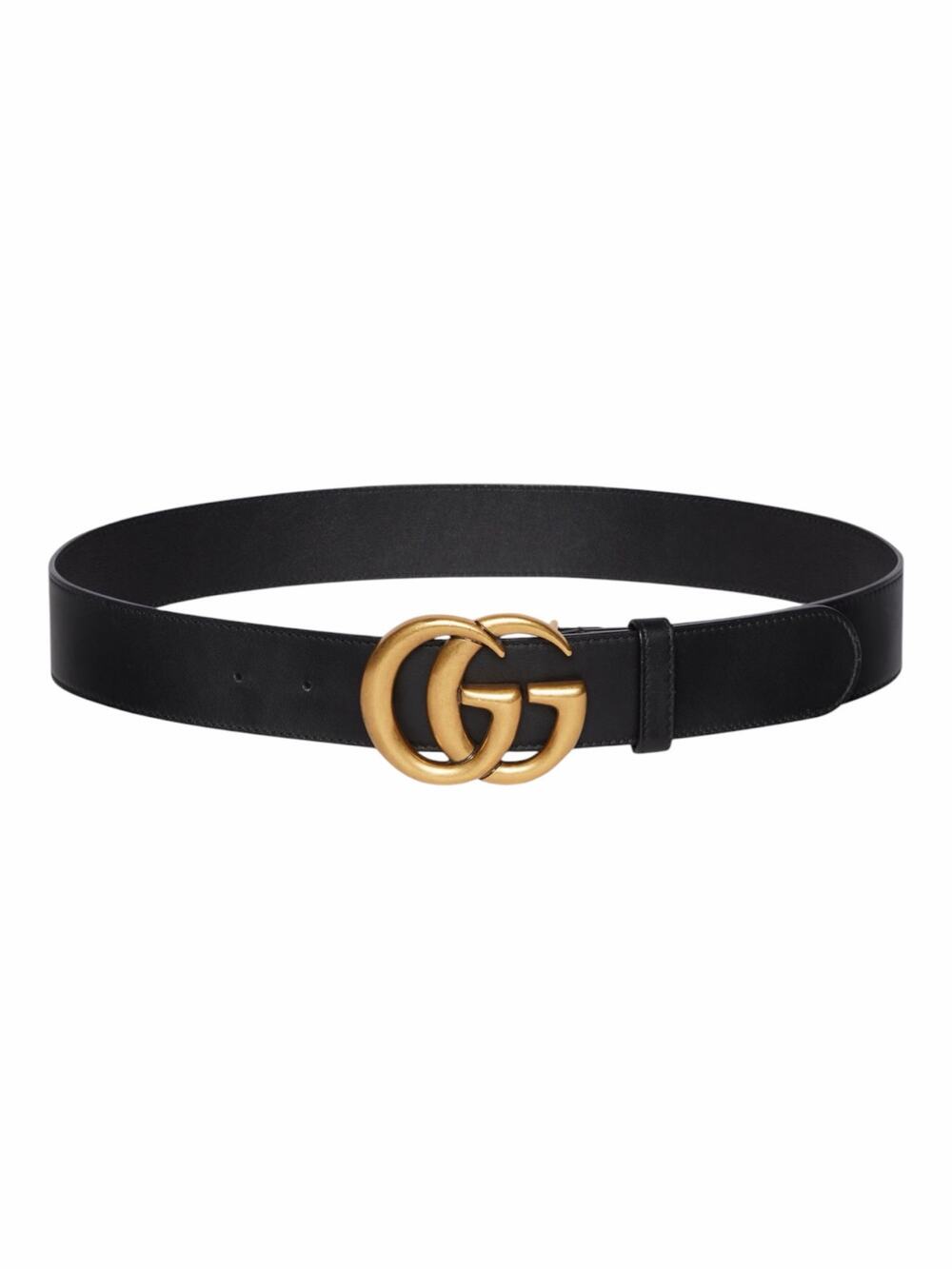 Gucci GG Logo Marmont Wide Leather Belt Black Gold Buckle Size 90/36